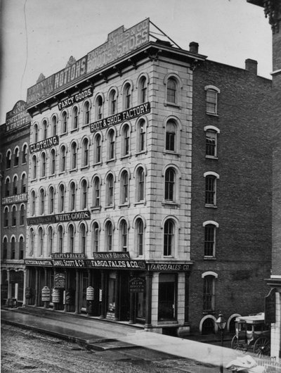 Geschäftsfronten bei 40-46 Randolph Street, Chicago, ca. 1869 von American Photographer